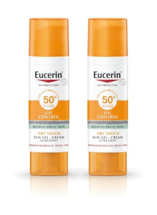 Pack Of 2 Oil Control Sun Gel-Cream Dry Touch SPF 50+ 50ml, Unscented Sun Protection Gel for Sensitive, Oily and Acne-Prone Skin, Fast-Absorbing Sunscreen with UV Filter 50ml